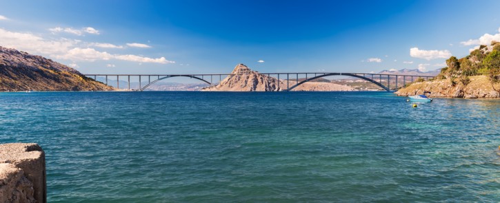 Panoramic view of Krk bridge, Croatia