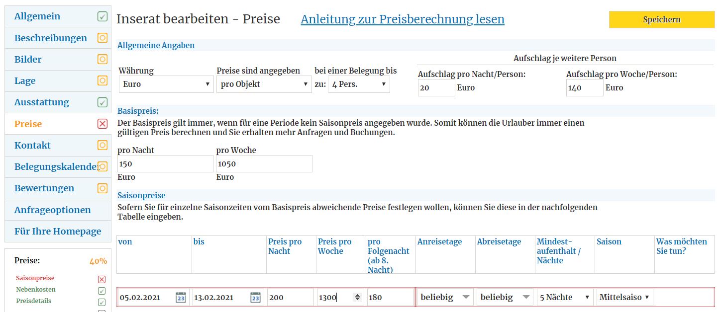 Je vollständiger und präziser die Angaben zu Mietpreisen, Nebenkosten & Rabatten, desto besser.