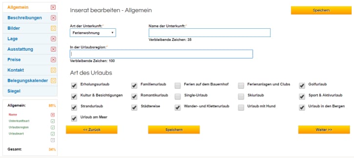 Beschreibungen und Texte zu Ferienwohnungen.