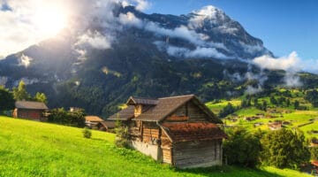 Amazing Grindelwald resort and Eiger mountains, Bernese Oberland, Switzerland, Europe