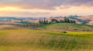 Panoramic view of  Tuscany countryside landscape