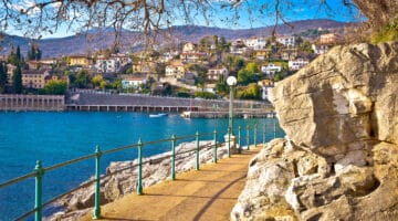 Ika village and Lungomare walkway view, Opatija riviera of Croatia