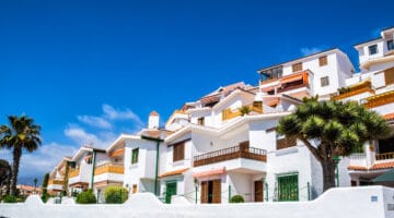 Beautiful view of the traditional architecture of Los Cristianos, Costa Adeje and Las Americas, Tenerife, Canary Islands, Spain