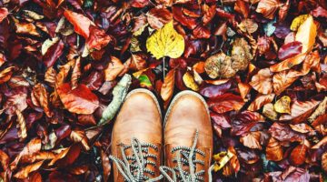 Fall, autumn, leaves and brown shoes.