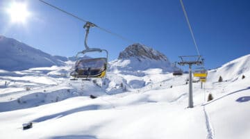 Ski lift in wonderful winter landscape