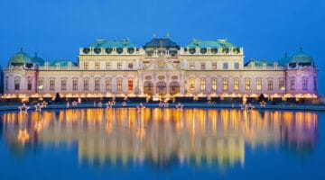 Vienna - Belvedere palace at the christmas market in dusk