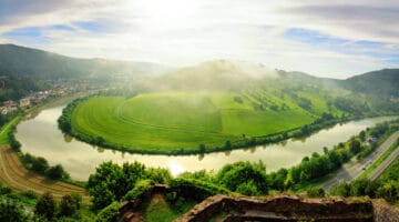 Aerial view on Neckar river in Germany