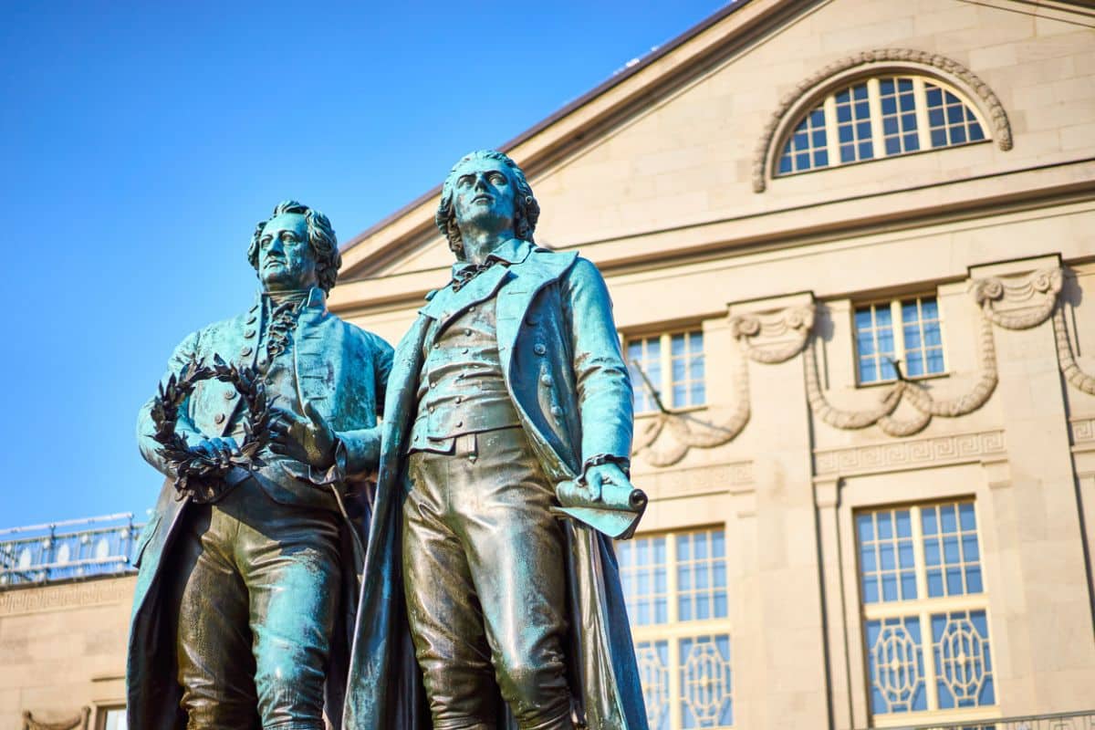 Skulpturen Goethe und Schiller in Weimar