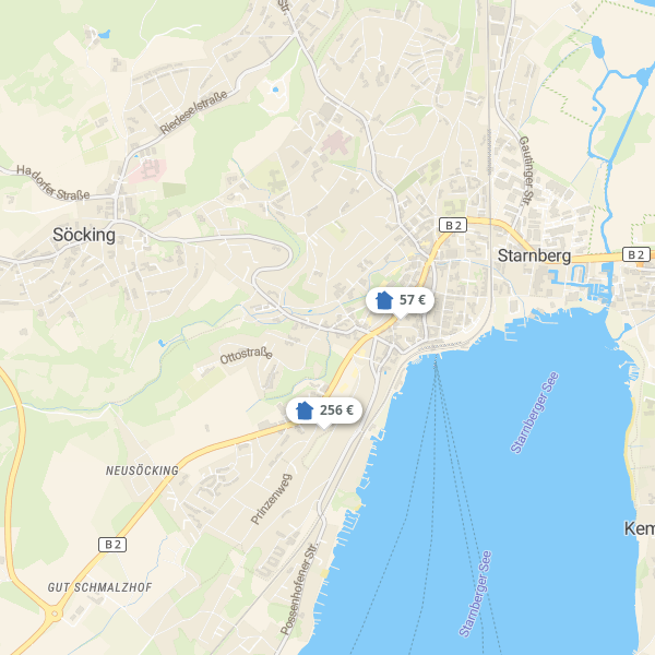 Kaart Starnberger Fünf-Seen-Land