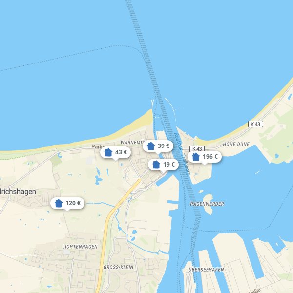 Landkarte Warnemünde