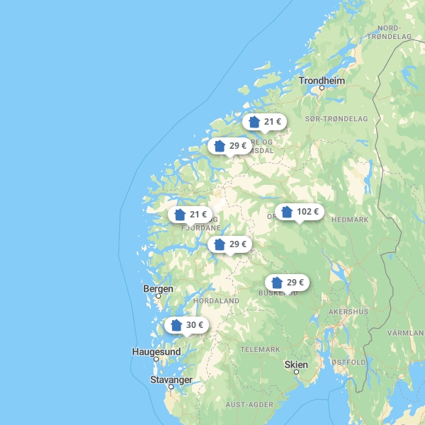 Kaart Noorwegen