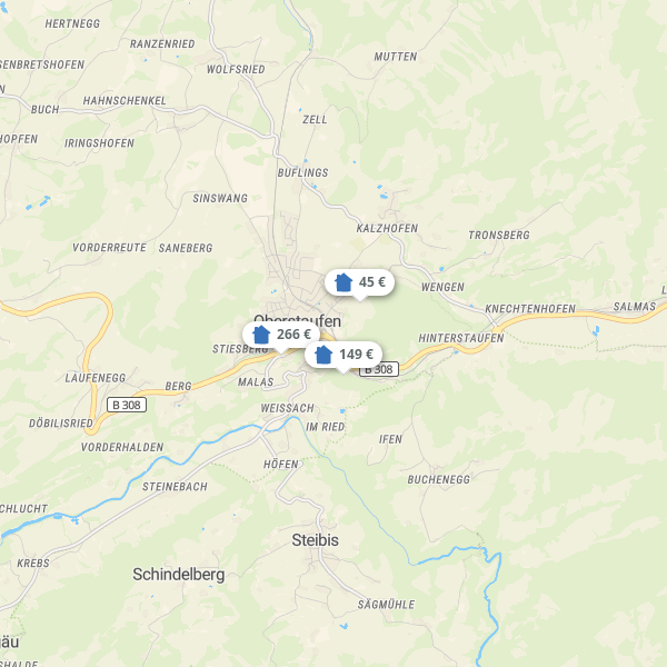 Mapa Oberstaufen