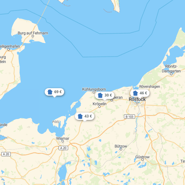 Landkarte Mecklenburgische Ostseeküste