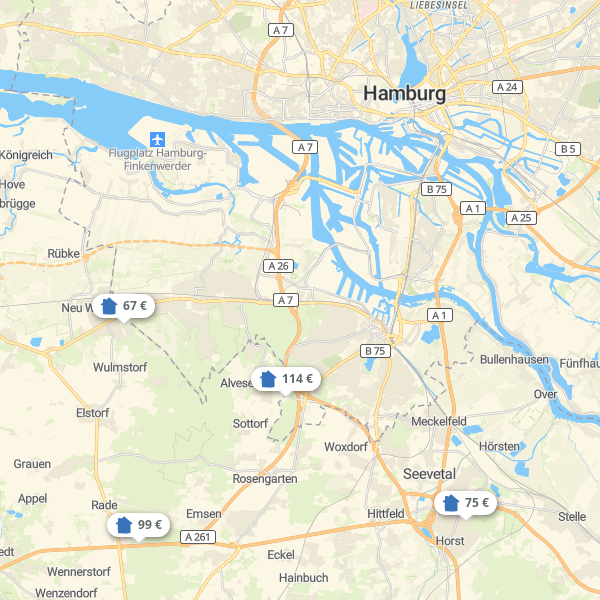 Landkarte Hamburg Umland