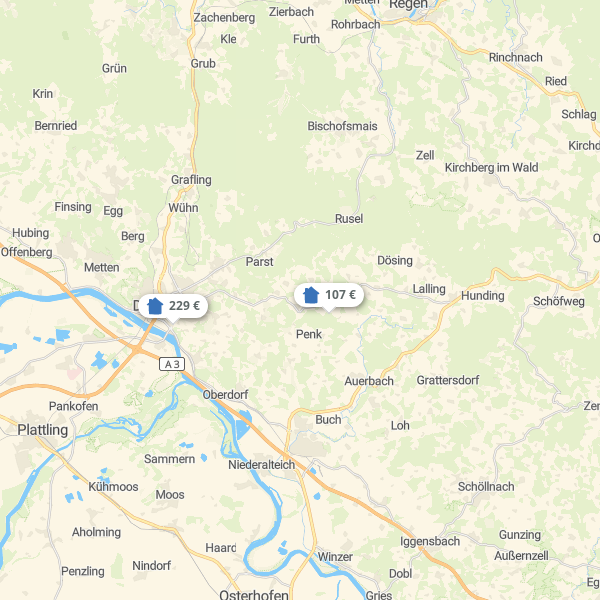 Landkarte Deggendorf & Umland