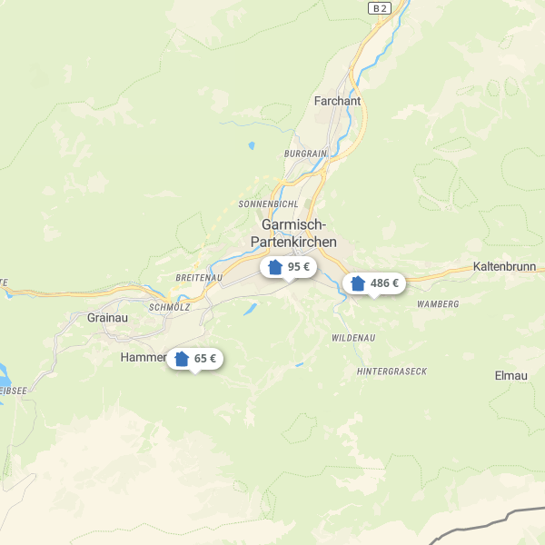 Landkarte Zugspitz-Region