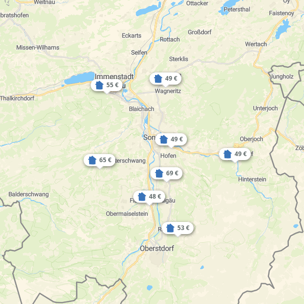Landkarte Oberallgäu