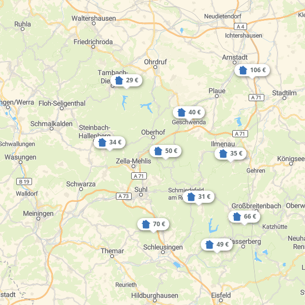 Landkarte Rennsteig