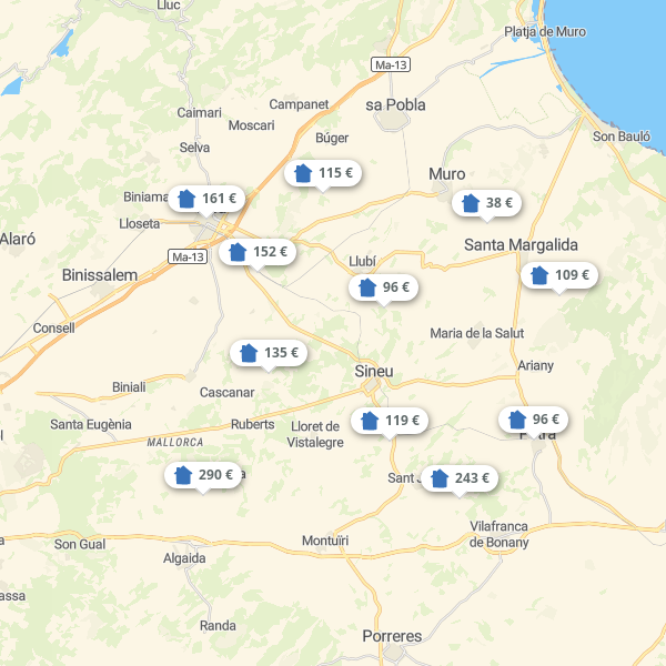 Landkarte Mallorca Inselmitte