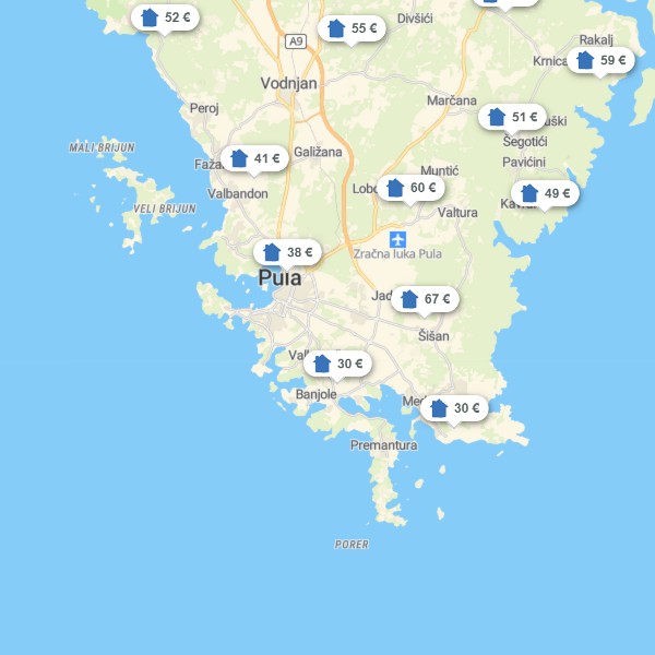 Landkarte Pula - Medulin