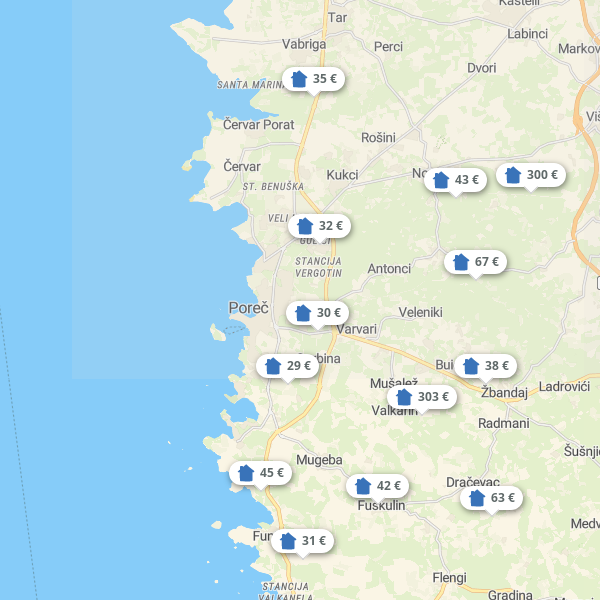 Landkarte Porec & Umgebung