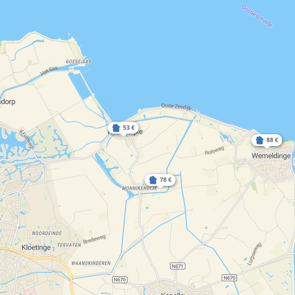Landkarte Zuid-Beveland