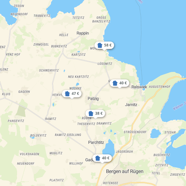 Landkarte Bergen auf Rügen & Umland
