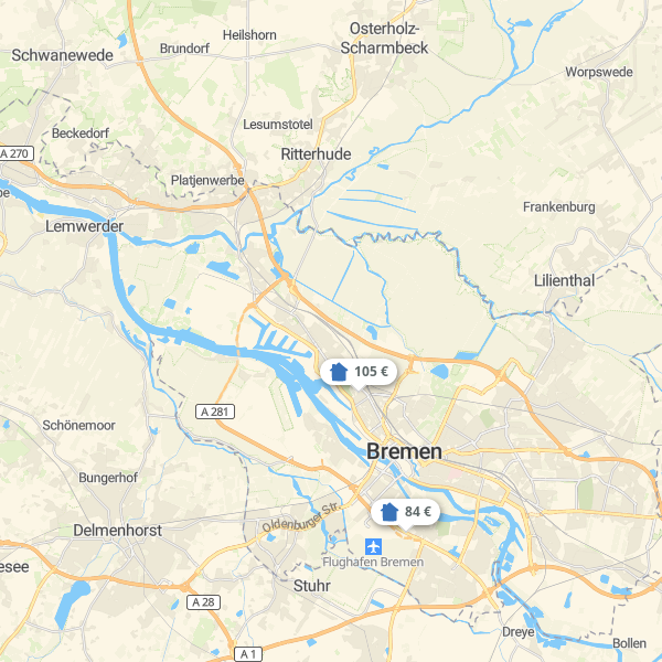 Landkarte Bremen & Umland