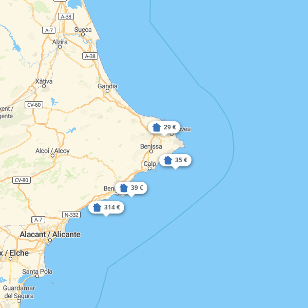 Landkarte Costa Blanca