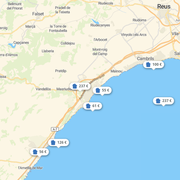 Kaart Costa Dorada