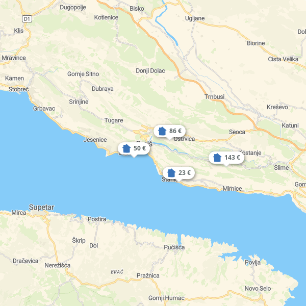 Landkarte Omiš-Riviera