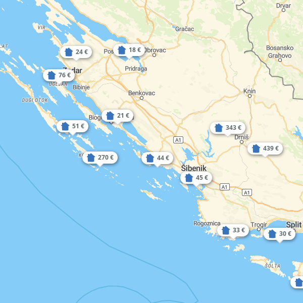 Kaart Dalmatië