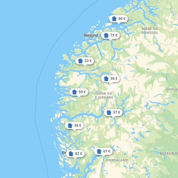 Landkarte Fjord-Norwegen