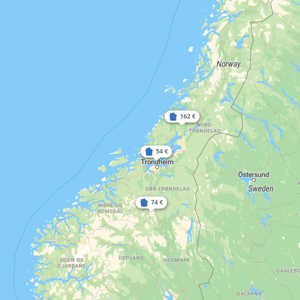 Landkarte Mittel-Norwegen