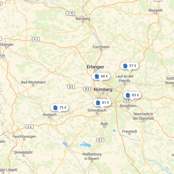 Landkarte Mittelfranken