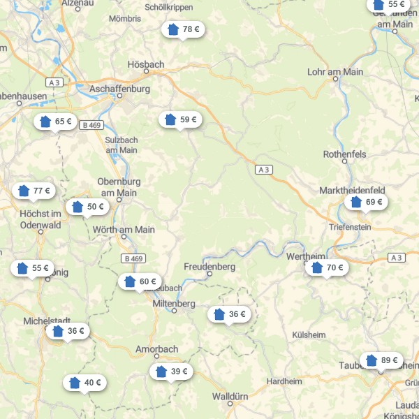 Landkarte Unterfranken