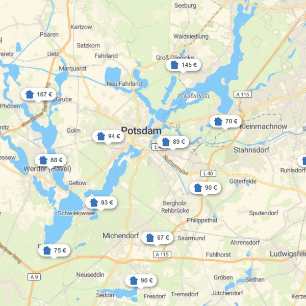 Landkarte Potsdam & Umland