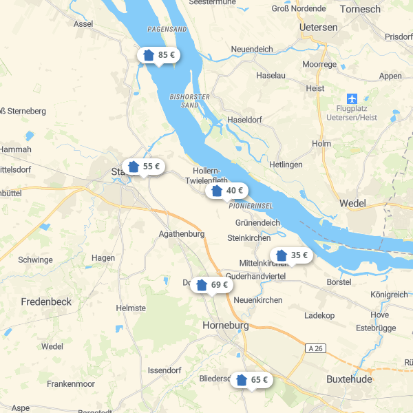 Landkarte Land zwischen Elbe u. Weser