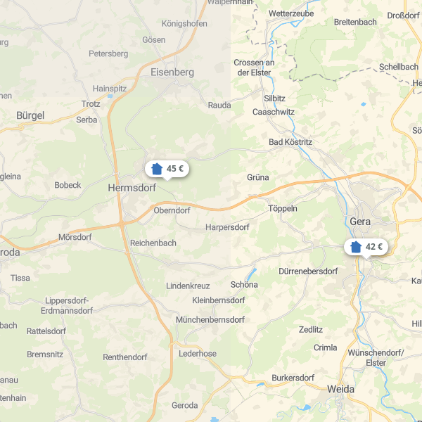 Landkarte Ostthüringen