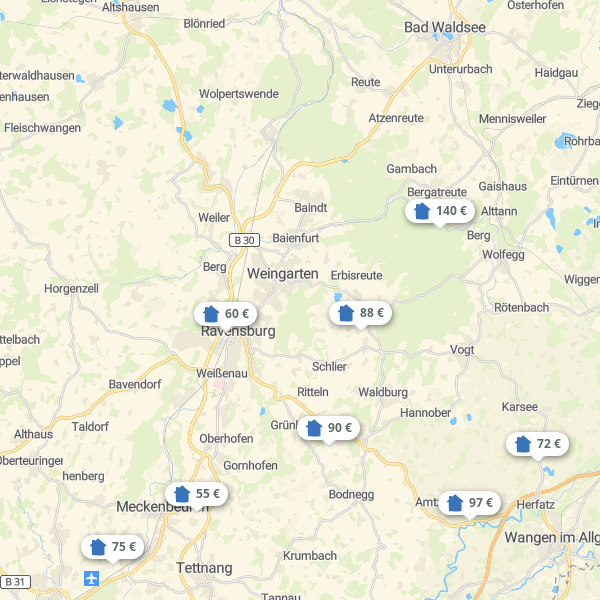 Landkarte Oberschwaben
