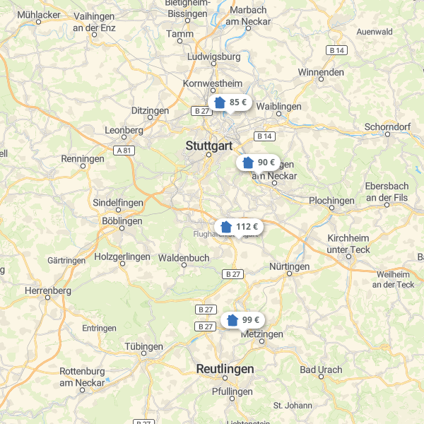 Landkarte Stuttgart & Umland
