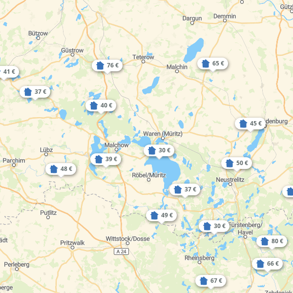Landkarte Mecklenburgische Seenplatte