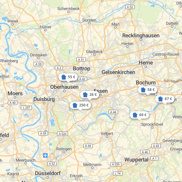 Landkarte Ruhrgebiet
