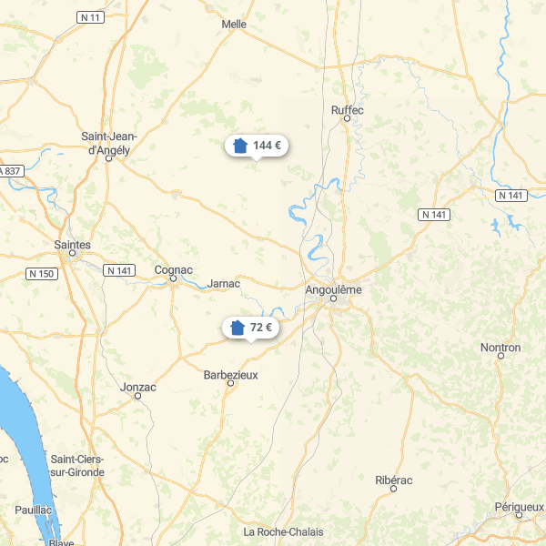Landkarte Charente