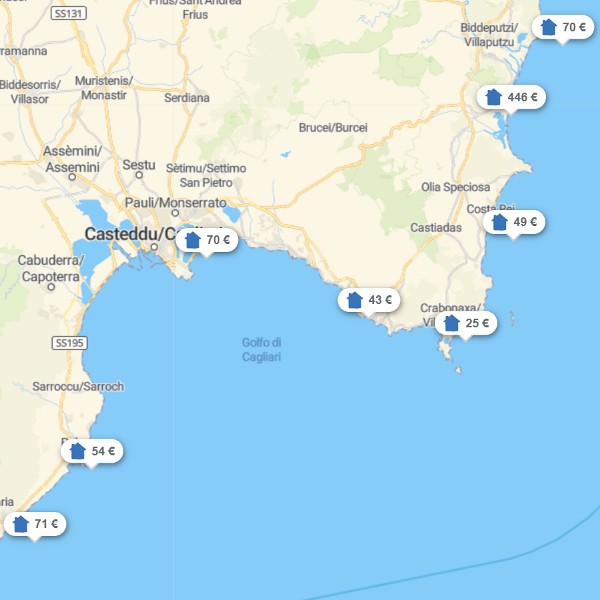 Landkarte Cagliari Region