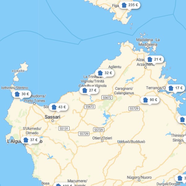 Landkarte Sassari & Umland