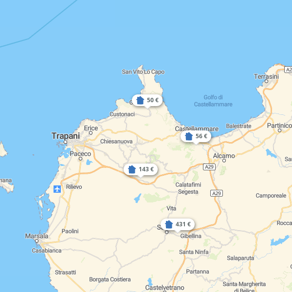 Landkarte Trapani & Umland