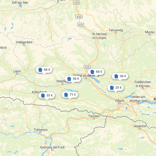 Landkarte Oberkärnten