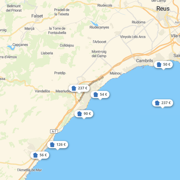 Landkarte Tarragona Region