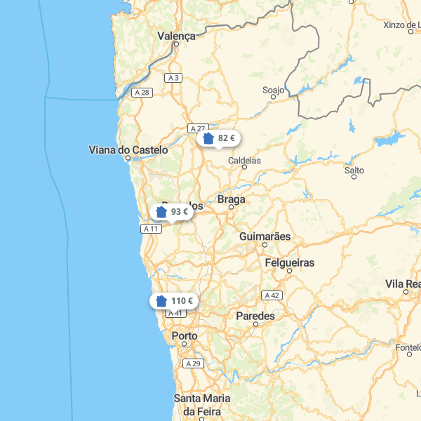 Landkarte Nord Portugal